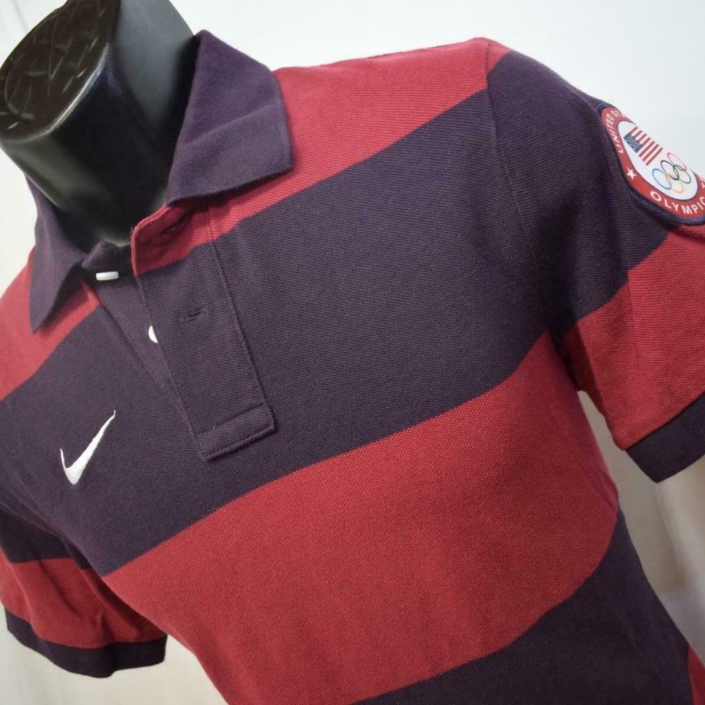 27620 Nike USA Olympics Cotton Striped Golf Polo